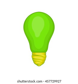 Eco light bulb icon in cartoon style isolated on white background. Electricity symbol