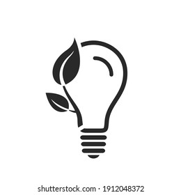 Eco light bulb icon. ecology and environmentally friendly symbol. isolated vector image in flat style