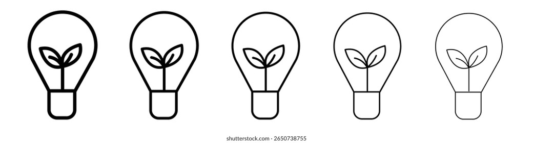 Eco ícone de lâmpada luminosa plana ilustração conjunto logotipo