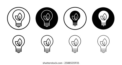 Eco light bulb icon linear logo isolated
