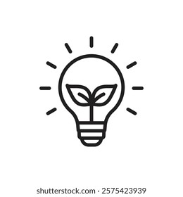 Eco light bulb icon Simple thin outline