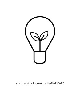 Eco light bulb icon Thin line art isolated