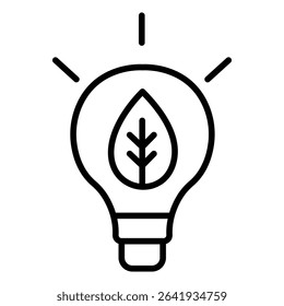 Eco light bulb icon Thin line vector design