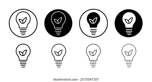 Eco light bulb icon vector line logo mark or symbol set collection outline style