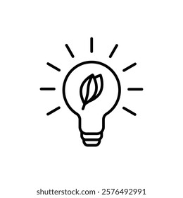 Eco light bulb icon vector outline logo sign