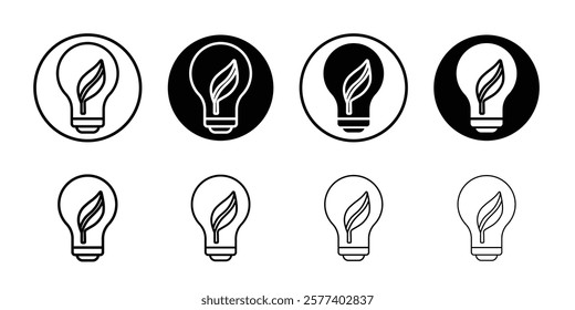 Eco light bulb icon Vector logo set flat