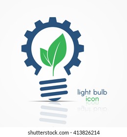 Eco light bulb idea icon with leaves inside.
