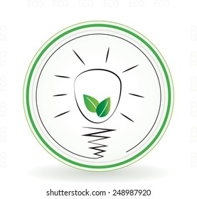 Eco light bulb with leafs inside circle concept icon or sign