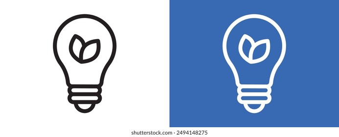 Eco light bulb logo sign set vector outline