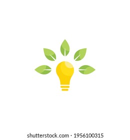 Eco light bulb nature logo vector design