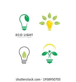 Eco light bulb nature logo vector design