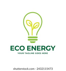 Eco light bulb nature logo vector flat design. Energy saving lamp symbol.