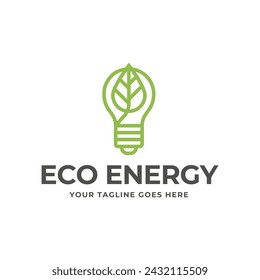 Eco light bulb nature logo vector flat design. Energy saving lamp symbol.
