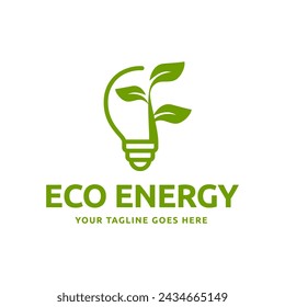 Eco light bulb nature logo vector flat design. Energy saving lamp symbol.