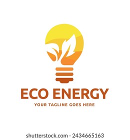 Eco light bulb nature logo vector flat design. Energy saving lamp symbol.