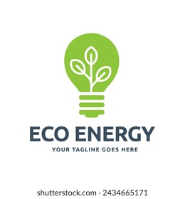 Eco light bulb nature logo vector flat design. Energy saving lamp symbol.