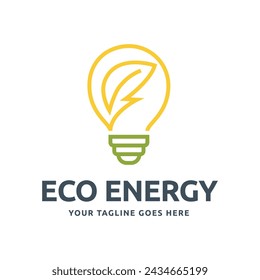 Eco light bulb nature logo vector flat design. Energy saving lamp symbol.