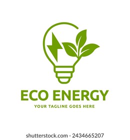 Eco light bulb nature logo vector flat design. Energy saving lamp symbol.