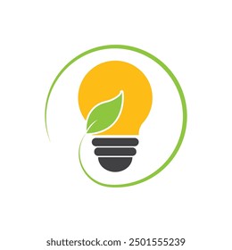 Eco light bulb nature logo vector design