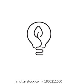 Eco light bulb simple thin line icon vector illustration