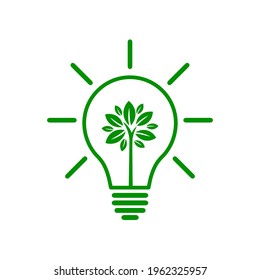 Eco light bulb with tree icon, ecological friendly and sustainable environment concept - stock vector