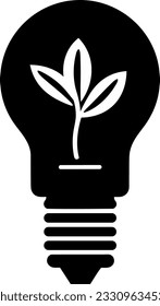 Eco light bulb with tree inside icon vector illustration icon flat style isolate on background