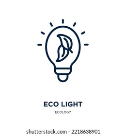 eco light icon from ecology collection. Thin linear eco light, eco, energy outline icon isolated on white background. Line vector eco light sign, symbol for web and mobile