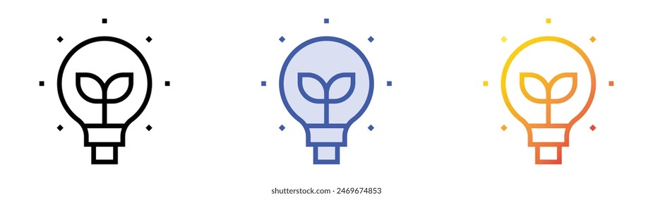 eco light icon. Linear, Blue Fill and Gradient Style Design Isolated On White Background