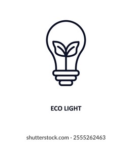 eco light outline icon.  Thin line icon from ecology collection. Editable vector isolated on white background