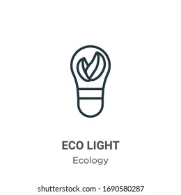 Eco light outline vector icon. Thin line black eco light icon, flat vector simple element illustration from editable ecology concept isolated stroke on white background