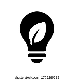 Eco Lightbulb Icon Containing lightbulb, idea, green energy, and eco icon. Solid icon.