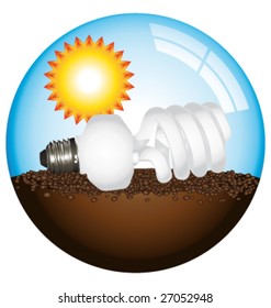 Eco lightbulb on a globe vector