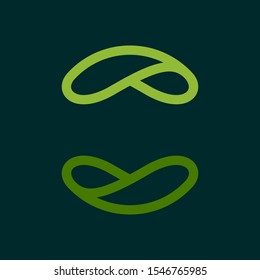 Eco line circle logo formed by twisted green leaves. Vector design template elements for vegan, bio, raw, organic template.