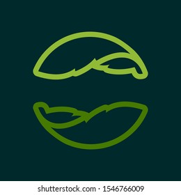 Eco line circle logo formed by twisted green leaves. Vector design template elements for vegan, bio, raw, organic template.