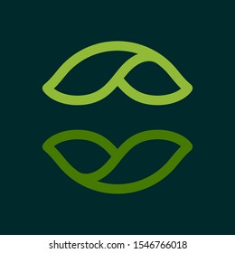 Eco line circle logo formed by twisted green leaves. Vector design template elements for vegan, bio, raw, organic template.