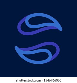 Eco line circle logo formed by twisted blue drops. Vector design template elements for vegan, bio, raw, organic template.
