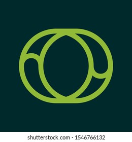 Eco line circle logo formed by twisted green leaves. Vector design template elements for vegan, bio, raw, organic template.