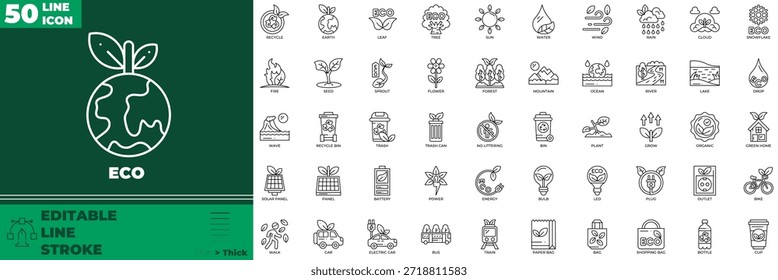 Eco Line Editable Icons set