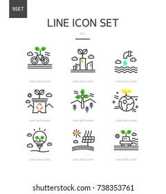 Eco line icon set