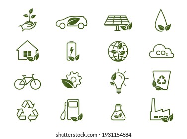 eco line icon set. environment, eco friendly, green technology and ecology symbols. isolated vector images in flat style - Shutterstock ID 1931154584