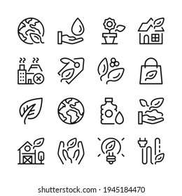 Eco line icons set. Modern graphic design concepts, simple outline elements collection. Vector line icons