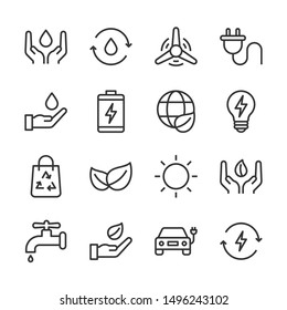 Eco line icons set vector illustration