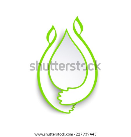 Eco line illustration with paper drop over white background