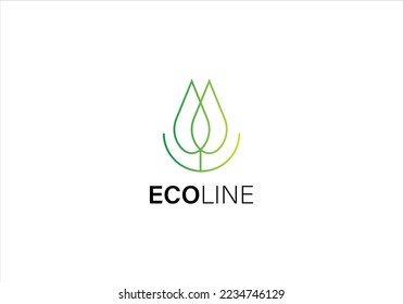 eco line vector logo design template for business