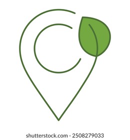 Eco Location Ícones De Linha Editáveis. Tecnologia verde, Net Zero, carbono neutro e conceito de sustentabilidade ambiental em estilo mínimo. Coleção de Ícones de Estrutura de Tópicos Finos