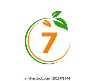 Logotipo ecológico con concepto de 7 letras. 7 letras Logotipo natural ecológico