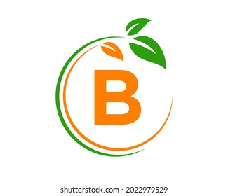 Eco Logo with B letter concept. B letter Eco healthy natural logo