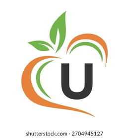 Eco Logo combinar com a letra U modelo de vetor
