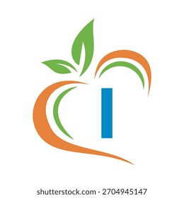Eco Logo combinado con la letra I Vector Plantilla
