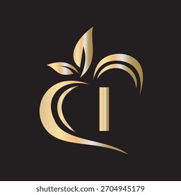 Eco Logo combinado con la letra I Vector Plantilla
